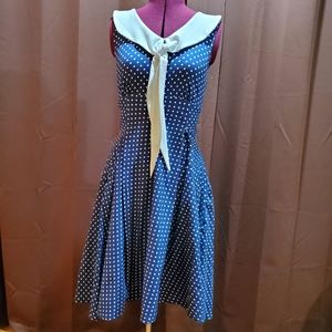 Navy / white polka dot sailor dress